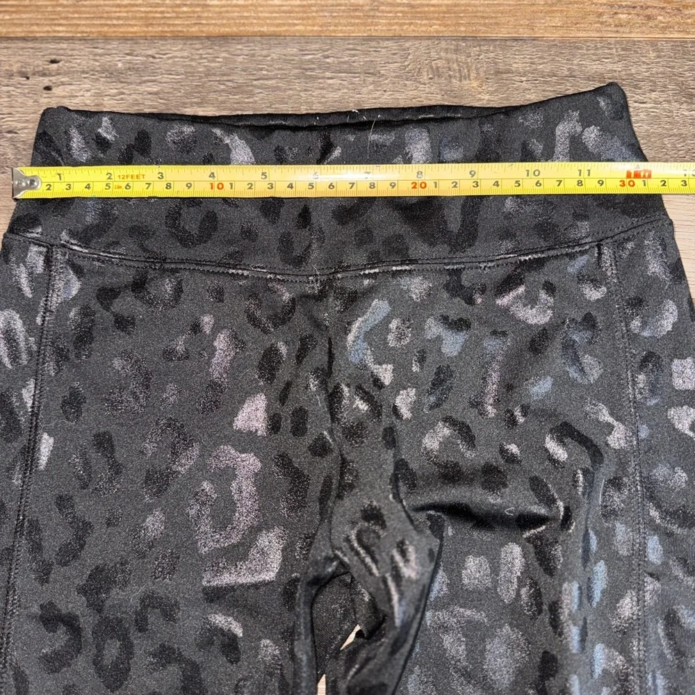 Justice Active Girls Leopard Print‎ Leggings 12 Black Strappy Ankle Athletic